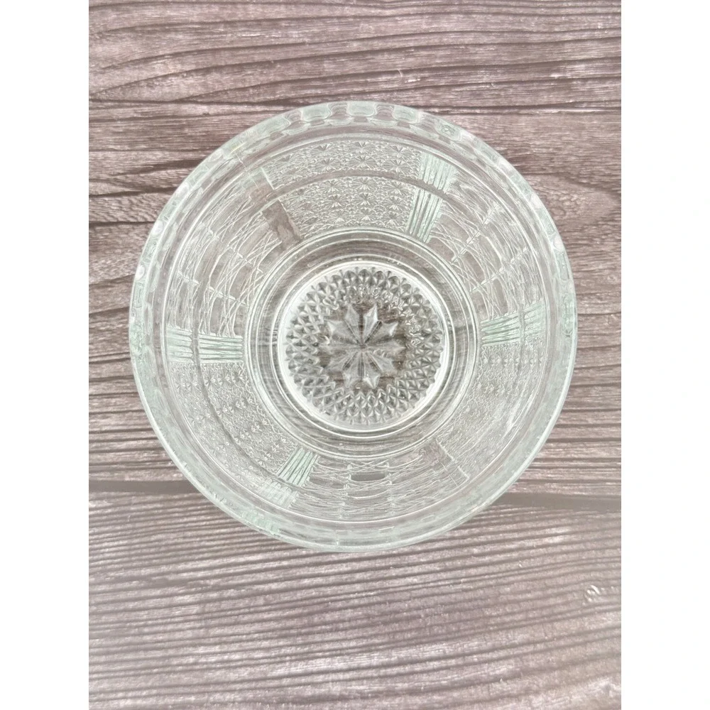 VTG Clear Patterned Depression Pressed Glass Small Bowl 4 1/4